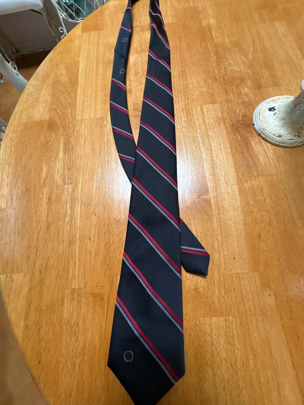 Halston III Silk Striped Necktie Black Red White
